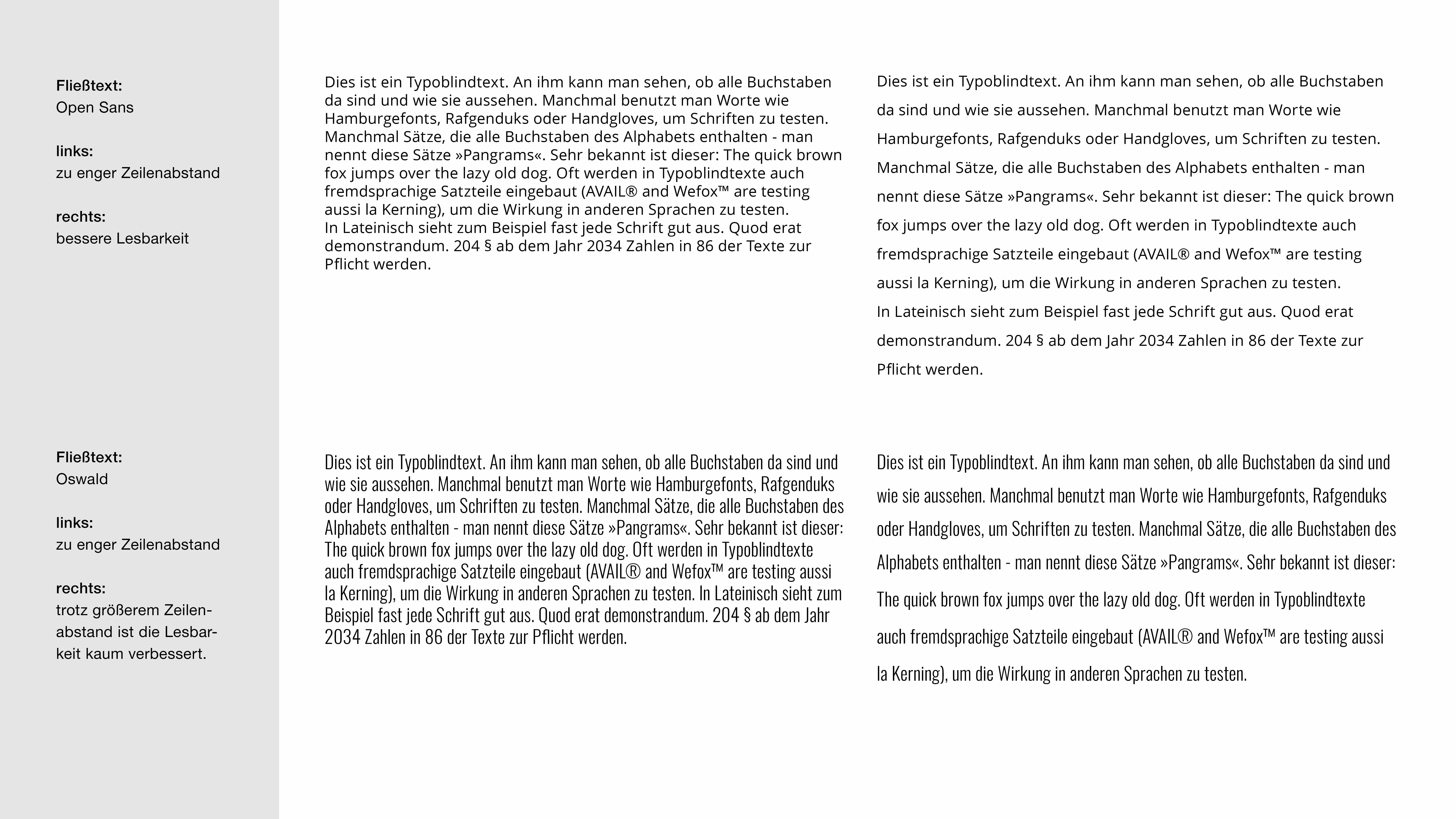 Beispiele von zu engen und gut lesbaren Zeilenabständen. Beispiele von zu engen und gut lesbaren Zeilenabständen.